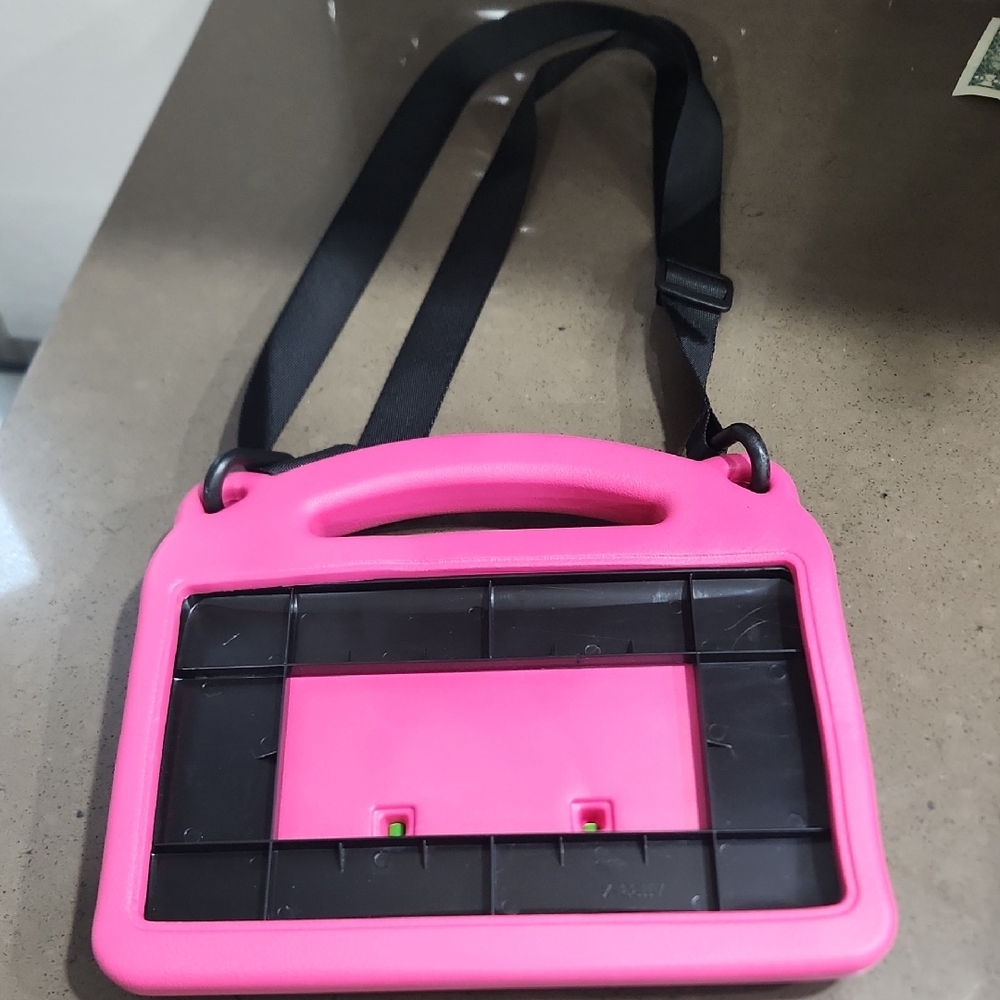 Pink and Black Tablet Holder with Strap For IPAD 6th Generation